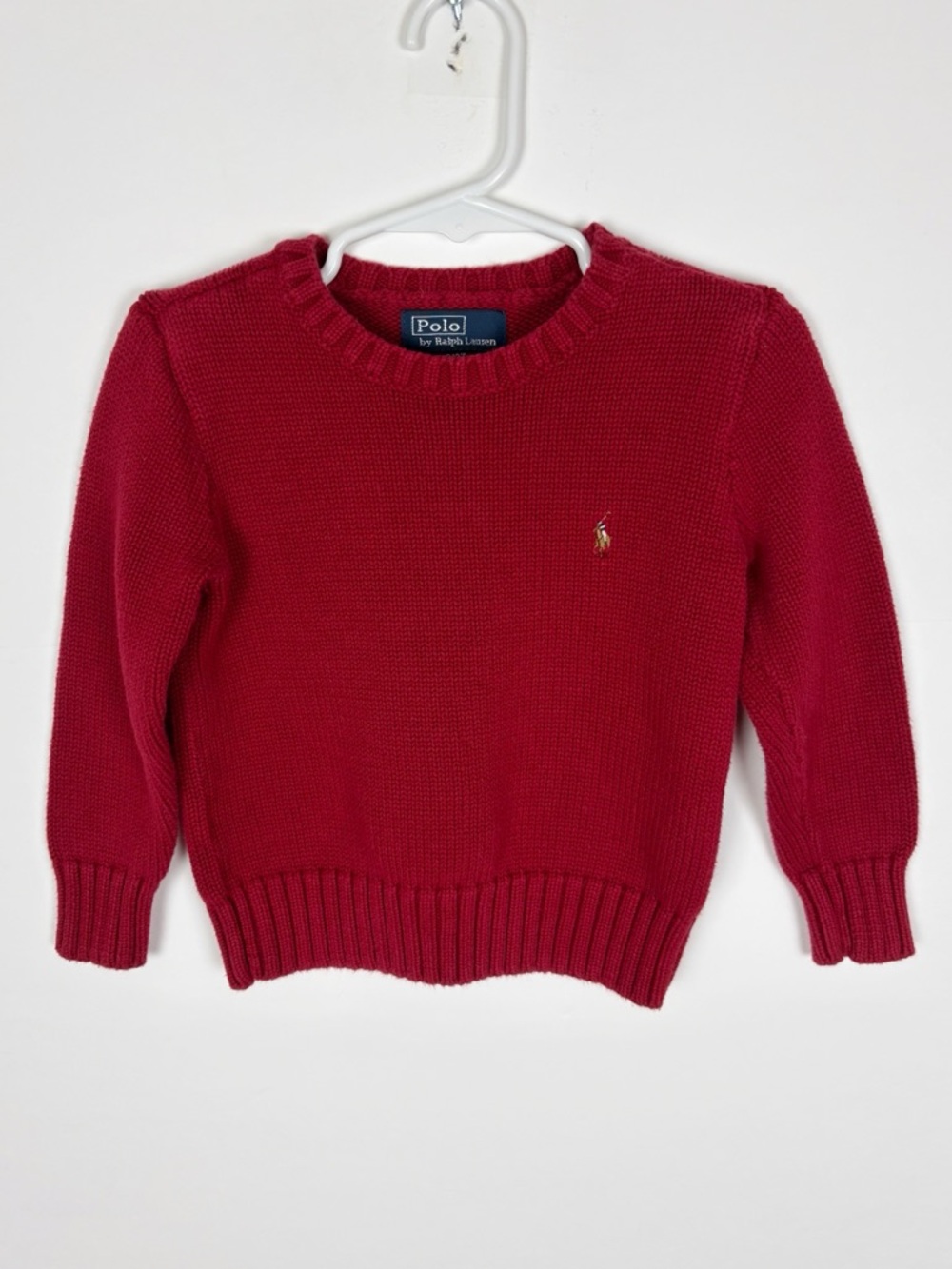 Polo Ralph Lauren Sweater Toddler Boys  Size 3/3T Red Crew Neck - Picture 5 of 5